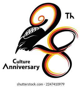 Number of 28 classic anniversary design with ethnic head symbol for your celebration.