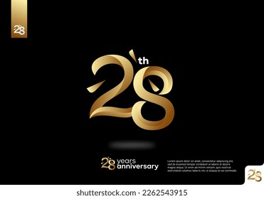 Number 28 gold logo icon design, 28th birthday logo number, 28th anniversary.