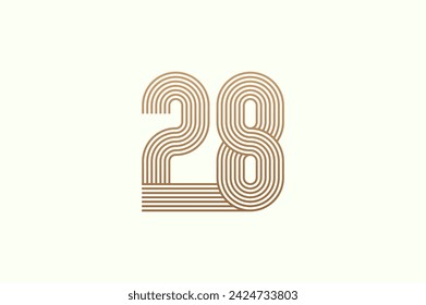 Number 28 Logo. Monogram Number 28 logo multi line style. usable for business logos and anniversary. flat design logo template. vector illustration	