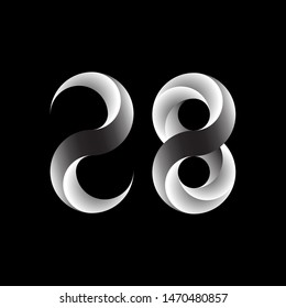 Number 28 logo on black background.