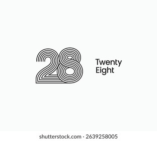 Number 28 multi line logotype. Modern number 28 linked lines logo icon vector illustration