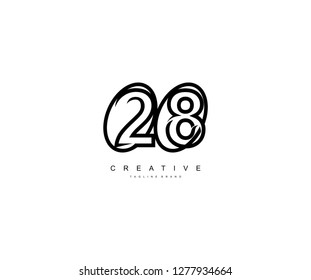 number 28 stylish concept rounded oval shape linear logotype