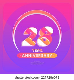 Number 28 vector logos for Anniversary Celebration Isolated on Violet background, Vector Design for Celebration, Invitation Card, and Greeting Card.