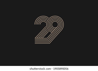 Number 29 Logo, Monogram Number 29 logo multi line style, usable for anniversary and business logos, flat design logo template, vector illustration