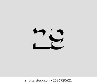 Number 29 logo in negative space. Suitable for digital and printing purposes.
