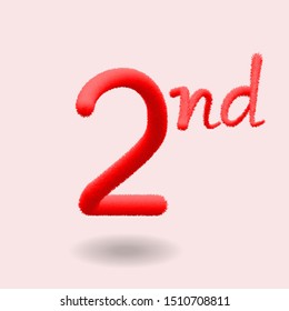 Number 2nd Realistic Fur Effect. Fur number and element. Funny fur element for poster, branding, design birthday, anniversary, New Year, holiday sale, game design. EPS10