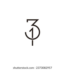 Number 3 and 1 combination geometric symbol simple logo vector