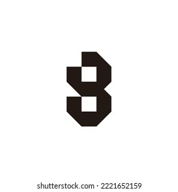Number 3 or 8 geometric symbol simple logo vector