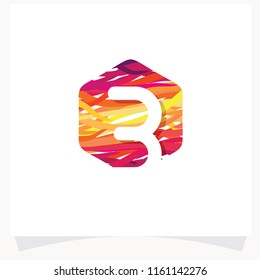 Number 3 Abstract Logo Design Template