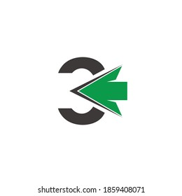 Number 3 And Arrow Logo Vector