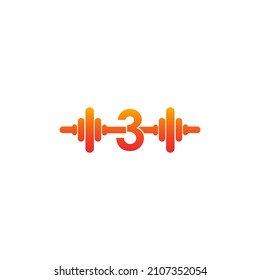 Number 3 with barbell icon fitness design template illustration vector