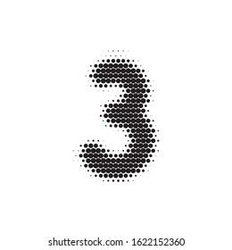 Number 3 black halftone pattern font