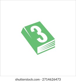 número 3 Plantilla de Vector de diseño de logotipos de libros