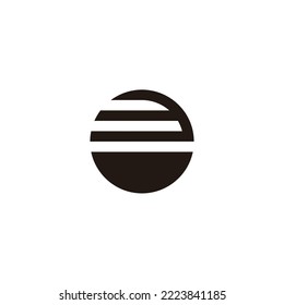 Number 3 bowl, circle geometric symbol simple logo vector