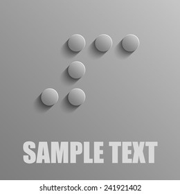 Number 3 in Braille on a gray background