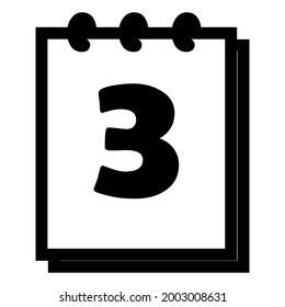Number 3 - calendar flipping datetime day month  simple flat vector illustration application app logo icon