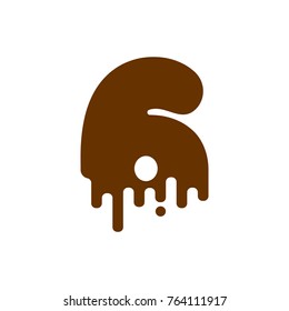 Number 3 Chocolate font. Sweetness numeral Three alphabet. Liquid lettering figure. Sweet viscous ABC sign