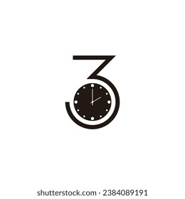 Number 3 clock geometric symbol simple logo vector