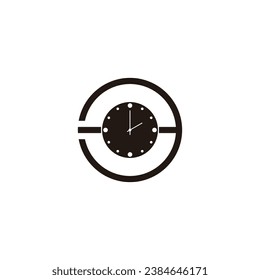 Number 3 clock, geometric symbol simple logo vector