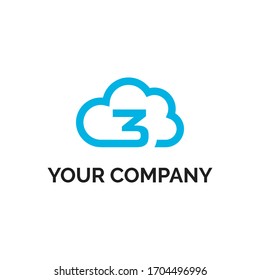 number 3 cloud modern logo vector