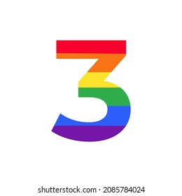 Number 3 Colored in Rainbow Color Logo Design Inspiration for LGBT Concept