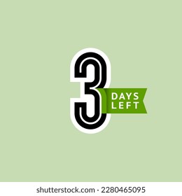 Number 3, countdown left days, the counter of days the start of the event, three day go sale price offer promo deal timer