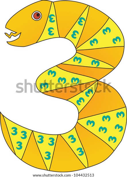 Number 3 Crazy Creature Alphabet Set Stock Vector Royalty