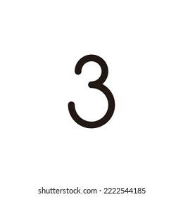 Number 3 curve, outline geometric symbol simple logo vector