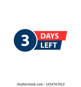 Number 3 of days to go. Collection badges sale, landing page, banner.Vector illustration.