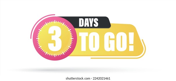 Number 3 of days left to go. Badge with, sale, landing page, banner.