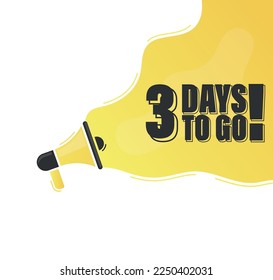 Faltan 3 días para ir. Insignia con, venta, página de inicio, cartel.