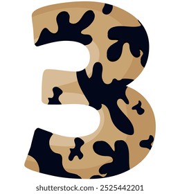 number 3 design for new year with animal design namely with spots of common yellow boa, vector