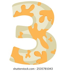 number 3 design for new year with animal design namely white python with yellow spots, vector	