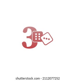 Number 3 with dice two icon logo template vector