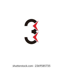 Number 3 directions geometric symbol  simple logo vector