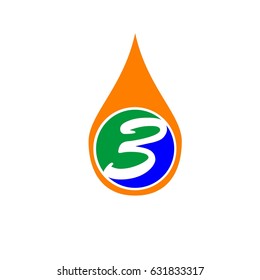 number 3 drop water logo vector