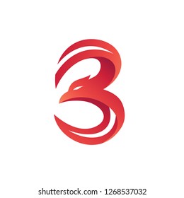 Number 3 With Eagle Shape Logo Vector