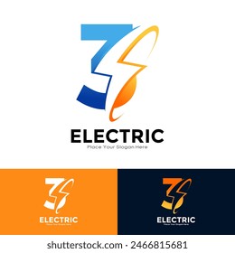 Nummer 3 Elektrische Logo-Vektorgrafik Design. Geeignet für Anfangsnummer Blitzbolzen, Unternehmens-, Technologie- und Plakat-Illustrationssymbol