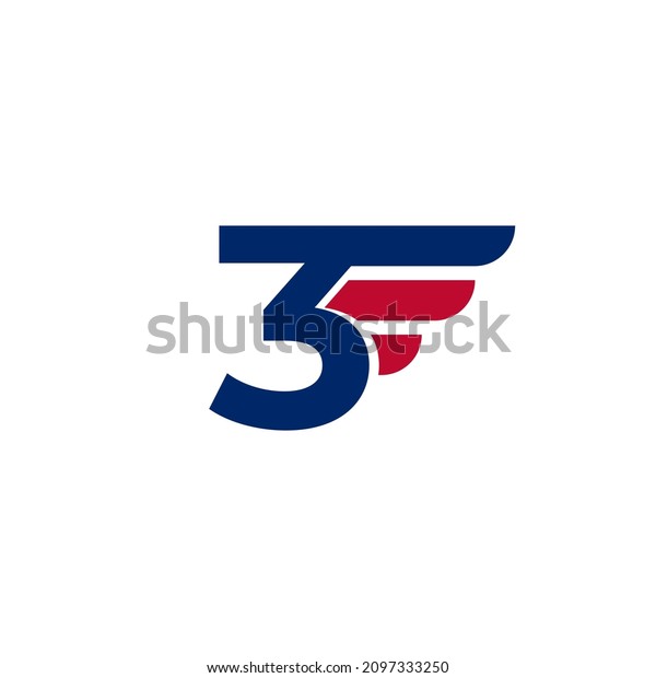 Number 3 with Fast Wings Logo Design Element\
on White background Vector\
Illustration