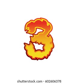 Number 3 fire. Flames Font three. Tattoo alphabet character. fiery sign ABC