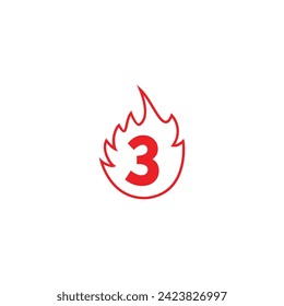 Number 3 fire geometric symbol simple logo vector