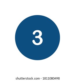 Number 3 Flat Blue Color Icon 