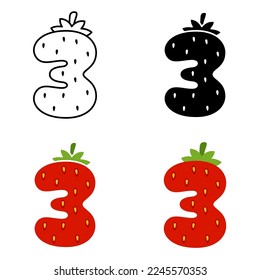 Number 3 in flat style isolated