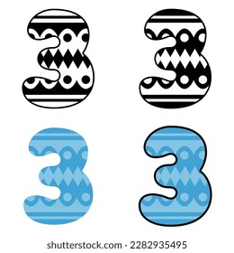 Number 3 in flat style isolated