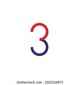 Number 3 fold, geometric symbol simple logo vector
