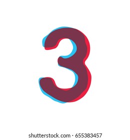Number 3 font character logo formed by colorful overlay technique. Number font style vector illustration, vector element for application icon, t-shirt or card, number, counting, count