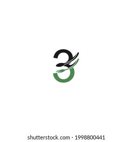 Number 3 with fork and spoon logo icon design vector illustration