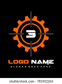 Number 3 gear target logo template vector