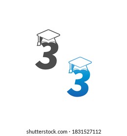 Number 3 graduation cap concept design template