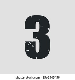 Number 3 grunge style. Vector eps10